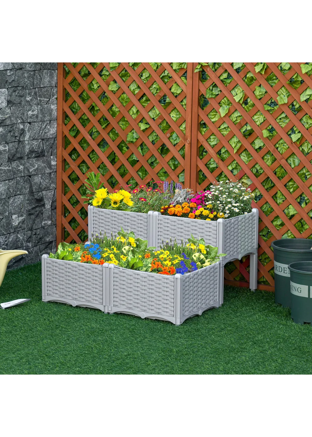 Outsunny Set of 4 26L Garden Raised Bed - No Size Image 1