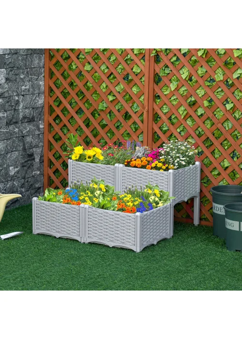 Outsunny Set of 4 26L Garden Raised Bed - No Size Image 1