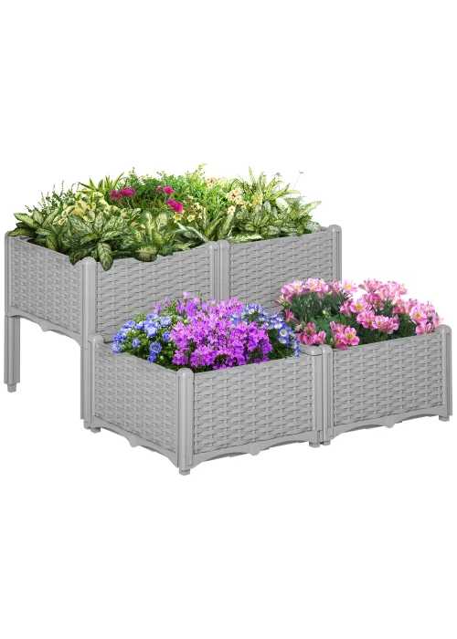Outsunny Set of 4 26L Garden Raised Bed - No Size Image 2