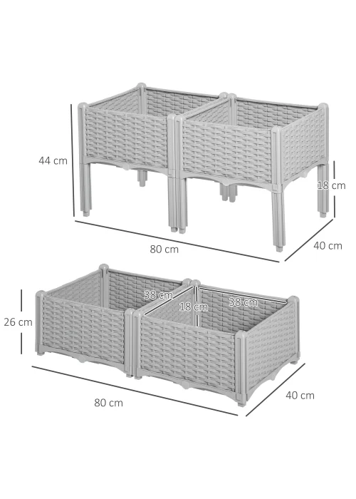 Outsunny Set of 4 26L Garden Raised Bed - No Size Image 3
