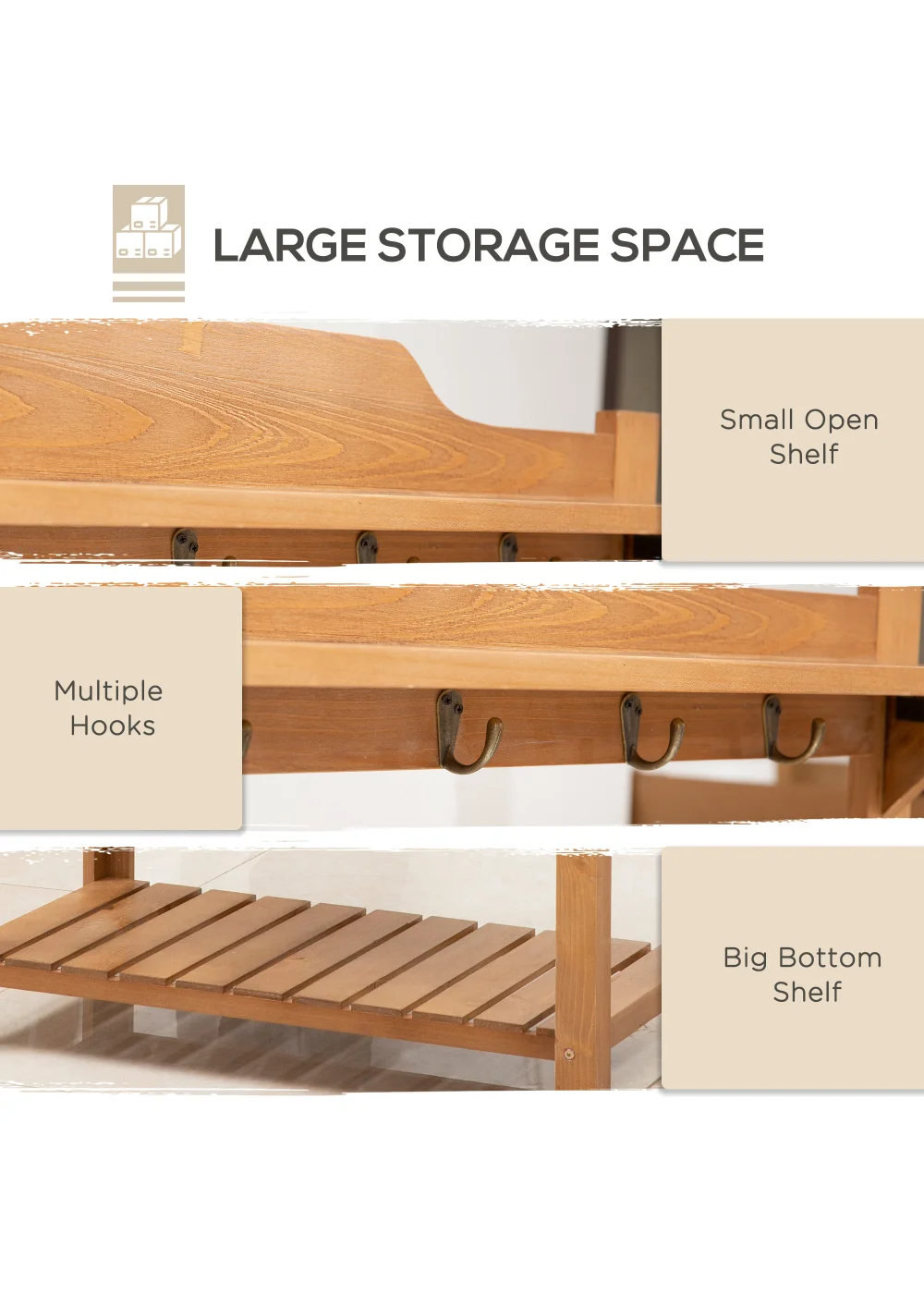 Outsunny Wooden Spacious Garden Potting Bench with Large Storage Space 80L x 42W x 142H cm - One Size Image 4