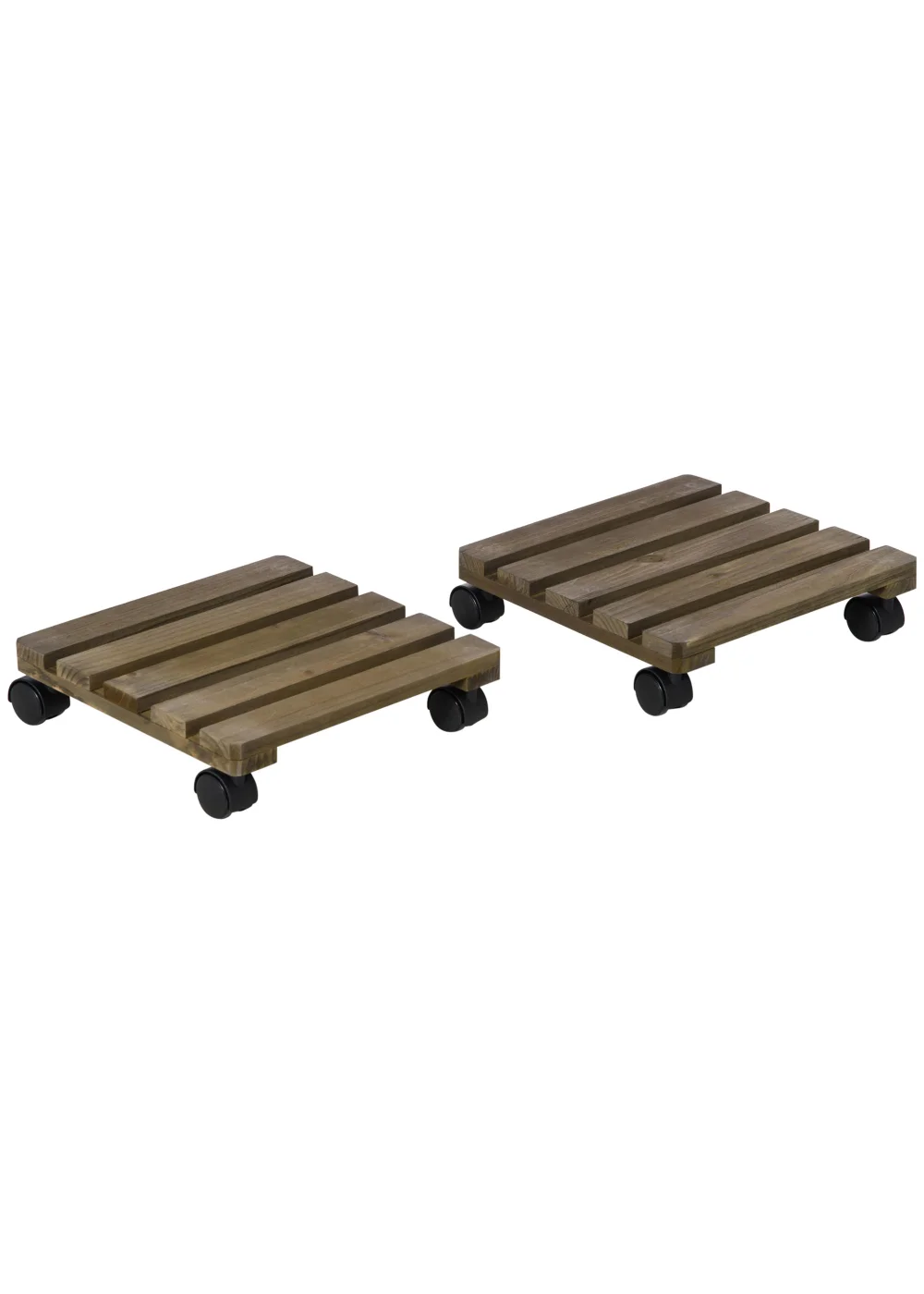 Outsunny 2 Pack Plant Stand with Wheels Flowerpot Holder - No Size Image 2