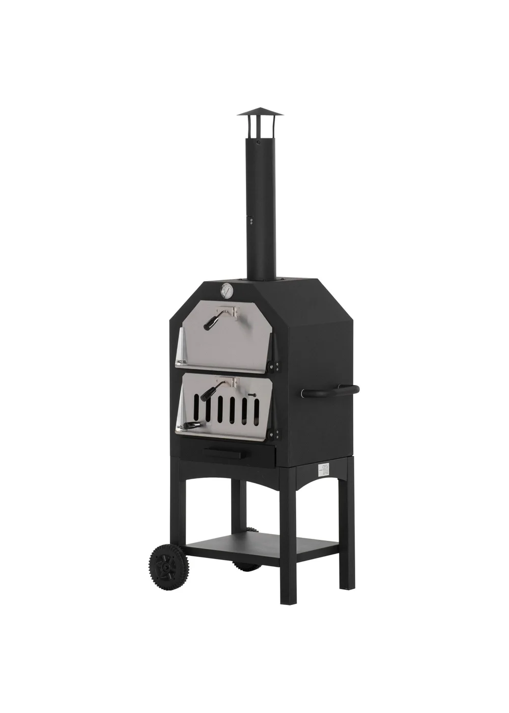 Outsunny Charcoal Tall Ovan Pizza Maker BBQ Grill Outdoor Picnic with Thermometer - One Size Image 2