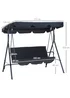 Outsunny 3 Seater Canopy Swing Chair Garden Rocking Bench with Top Roof - Black - One Size Image 3