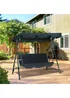 Outsunny 3 Seater Canopy Swing Chair Garden Rocking Bench with Top Roof - Black - One Size Image 1