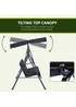 Outsunny 3 Seater Canopy Swing Chair Garden Rocking Bench with Top Roof - Black - One Size Image 4