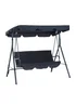 Outsunny 3 Seater Canopy Swing Chair Garden Rocking Bench with Top Roof - Black - One Size Image 2