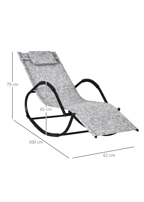 Outsunny Patio Texteline Rocking Lounge Chair Zero Gravity Rocker with Padded Pillow - No Size Image 3
