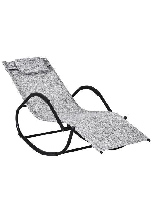 Outsunny Patio Texteline Rocking Lounge Chair Zero Gravity Rocker with Padded Pillow - No Size Image 2