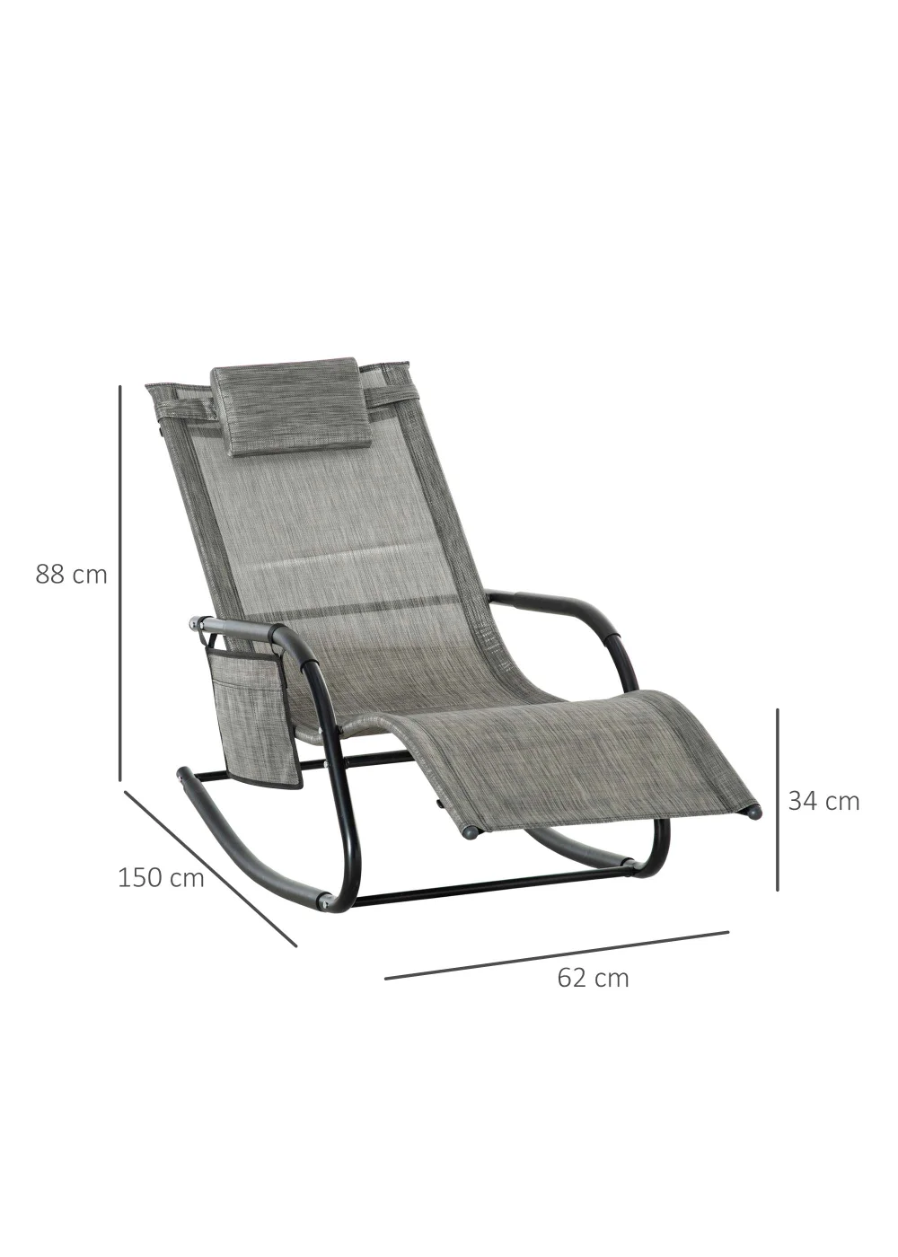 Outsunny Outdoor Garden Rocking Chair, Patio Sun Lounger Rocker Chair with Breathable Mesh Fabric - No Size Image 3