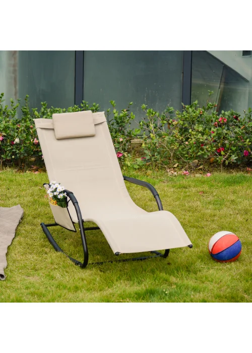 Outsunny Outdoor Garden Rocking Chair, Patio Sun Lounger Rocker Chair with Breathable Mesh Fabric - No Size Image 1