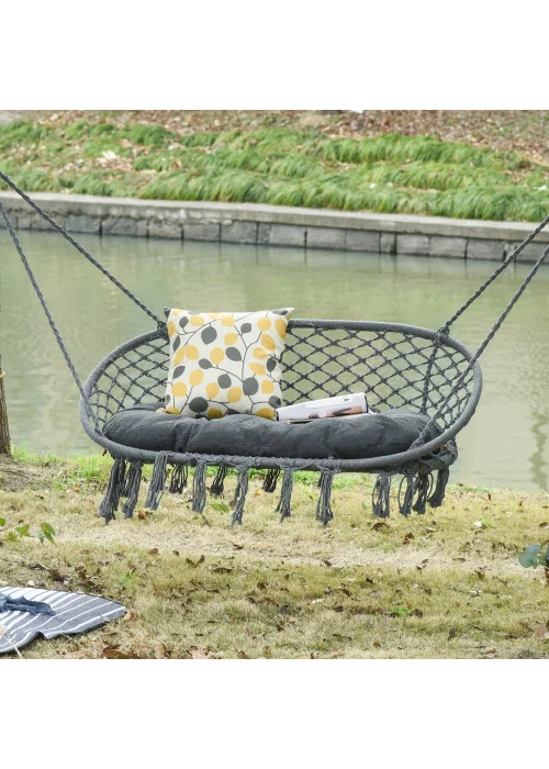 Outsunny 2-Seater Hanging Hammock Chair with Soft Cushion for Patio, Garden, Balcony, Living Room - No Size Image 1