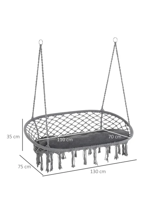 Outsunny 2-Seater Hanging Hammock Chair with Soft Cushion for Patio, Garden, Balcony, Living Room - No Size Image 3