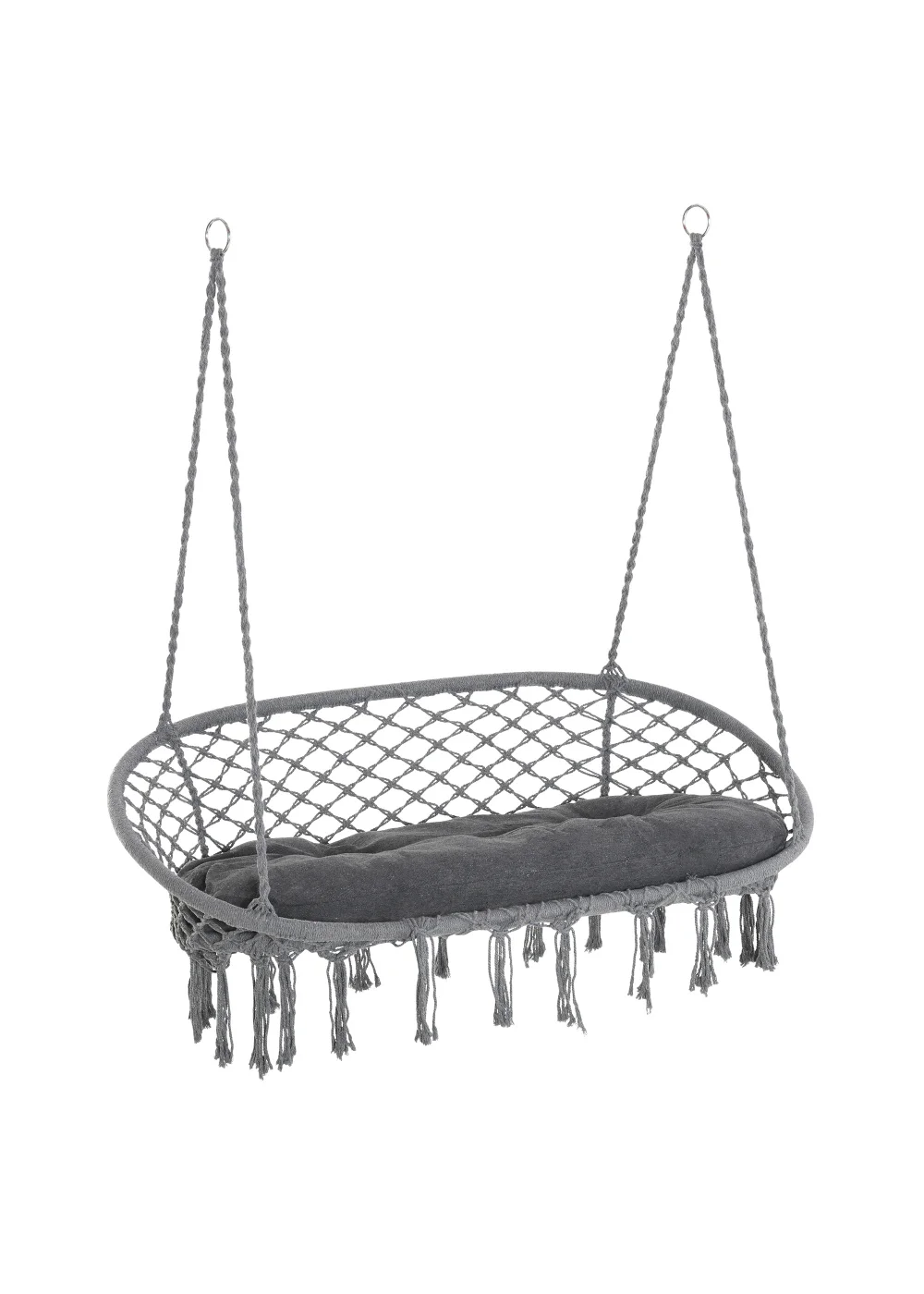 Outsunny 2-Seater Hanging Hammock Chair with Soft Cushion for Patio, Garden, Balcony, Living Room - No Size Image 2