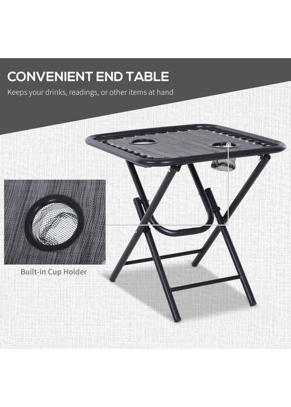 Outsunny 3 PCs Sun Lounger Table & Chairs Set with Cup Holders - No Size Image 5