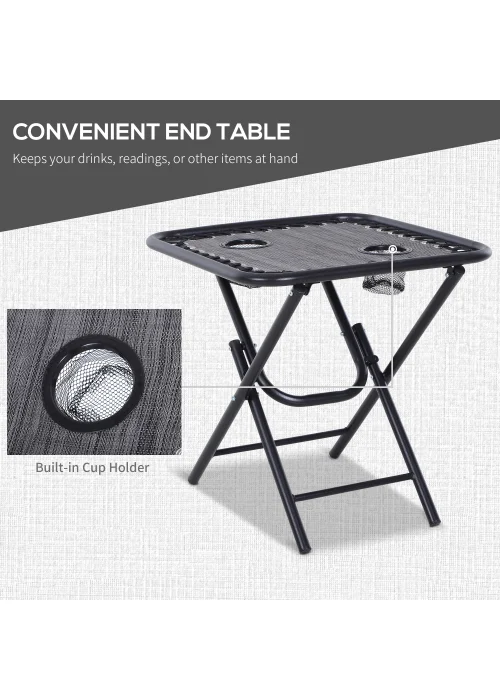 Outsunny 3 PCs Sun Lounger Table & Chairs Set with Cup Holders - No Size Image 5