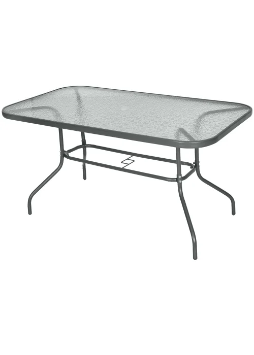 Outsunny Metal Garden Table with Umbrella Hole, 140L x 80Wcm - No Size Image 2