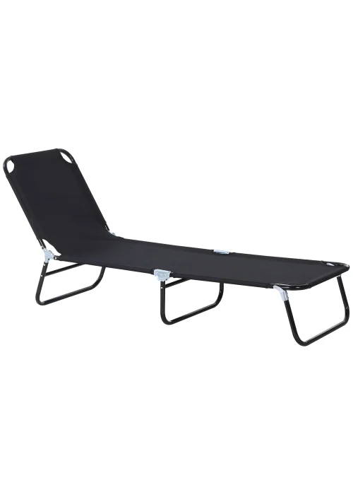 Outsunny Foldable Sun Lounger with 5-Position Adjustable Backrest - No Size Image 2