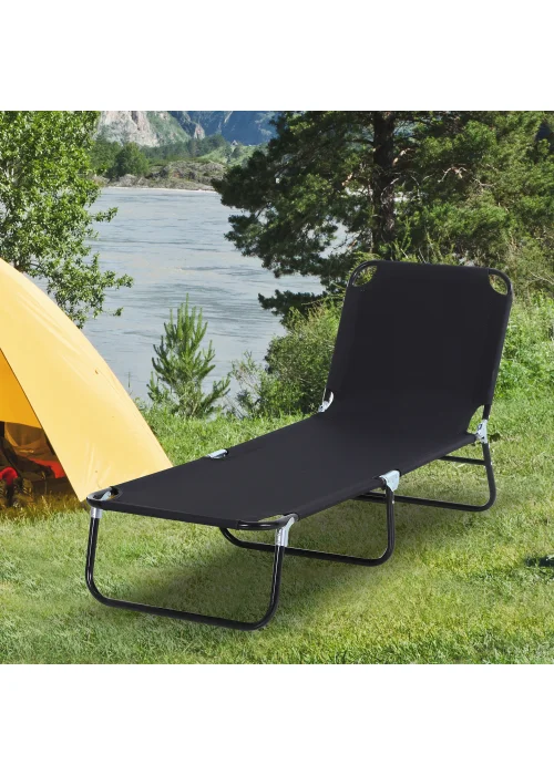 Outsunny Foldable Sun Lounger with 5-Position Adjustable Backrest - No Size Image 1