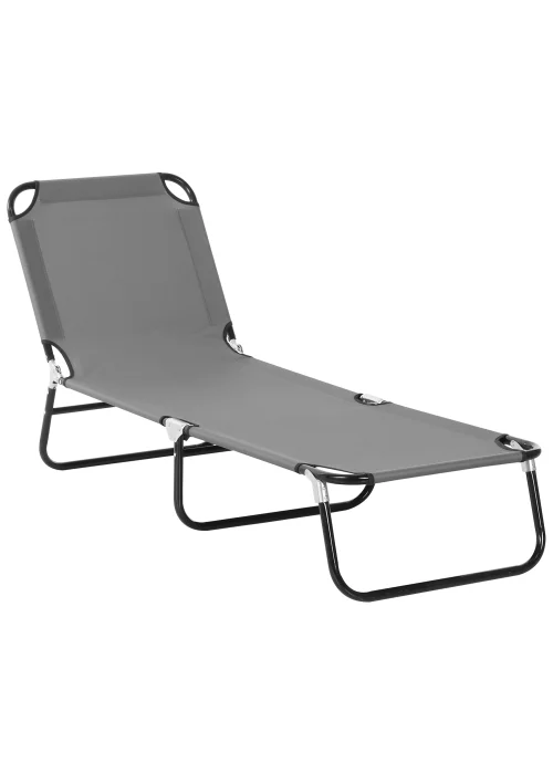 Outsunny Foldable Sun Lounger with 5-Position Adjustable Backrest - No Size Image 2