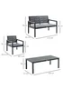 Outsunny 4 PCs Outdoor Conversation Sofa Set - One Size Image 3