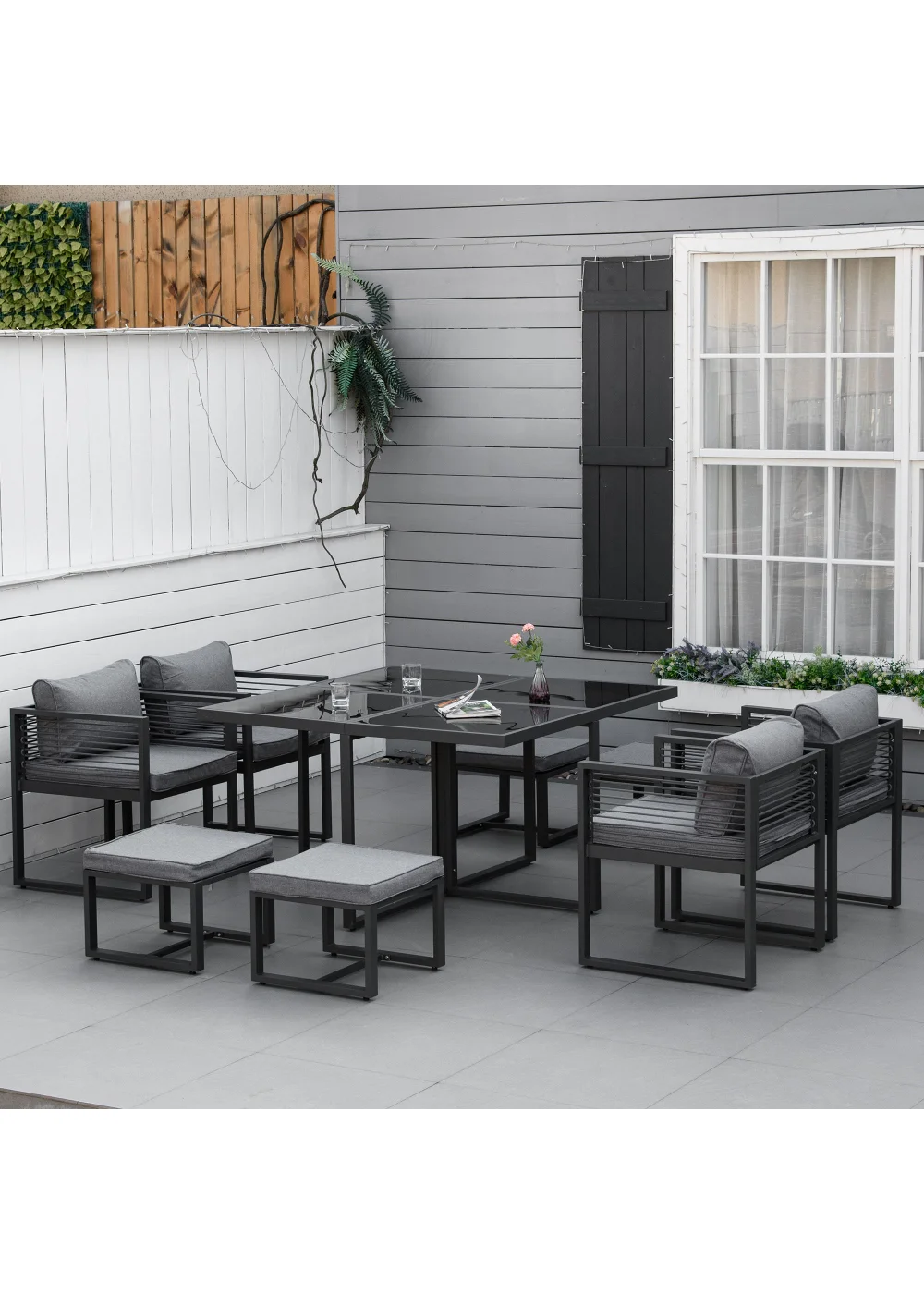 Outsunny 9 PCs Garden Cube Dining Set - No Size Image 2