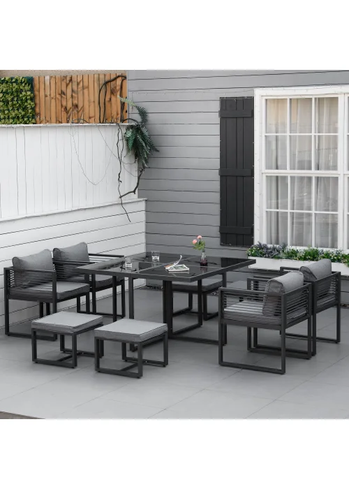 Outsunny 9 PCs Garden Cube Dining Set - No Size Image 2