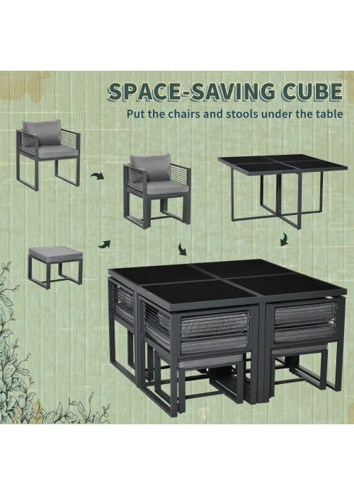 Outsunny 9 PCs Garden Cube Dining Set - No Size Image 4