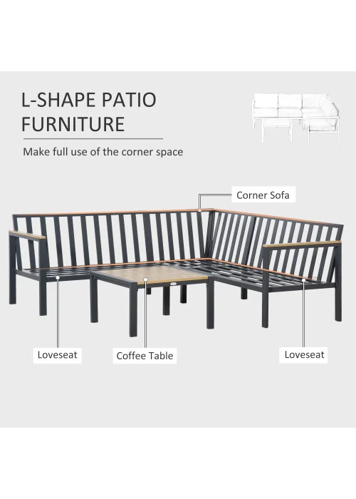 Outsunny 5 Seater L Shape Garden Furniture Corner Sofa Set - One Size Image 4