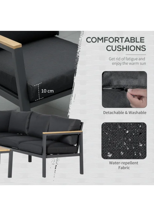 Outsunny 5 Seater L Shape Garden Furniture Corner Sofa Set - One Size Image 5