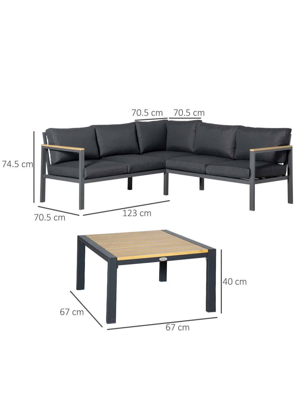Outsunny 5 Seater L Shape Garden Furniture Corner Sofa Set - One Size Image 3