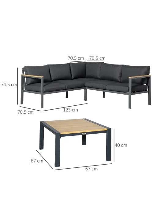 Outsunny 5 Seater L Shape Garden Furniture Corner Sofa Set - One Size Image 3