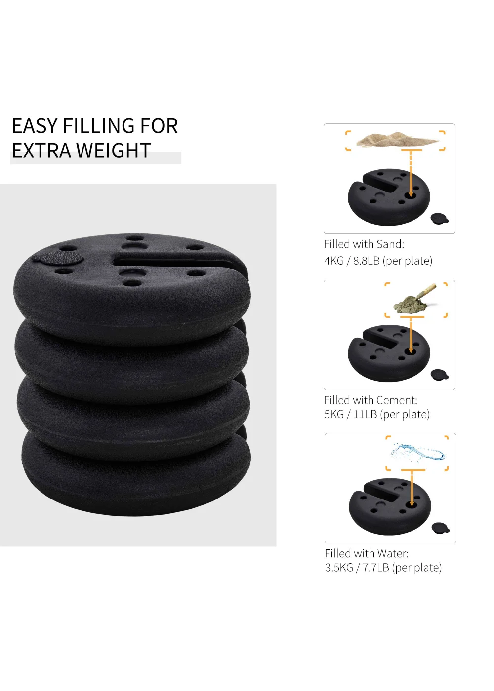Outsunny 4 PCs Sand Fillable Weights Set for Gazebo Tent - No Size Image 5