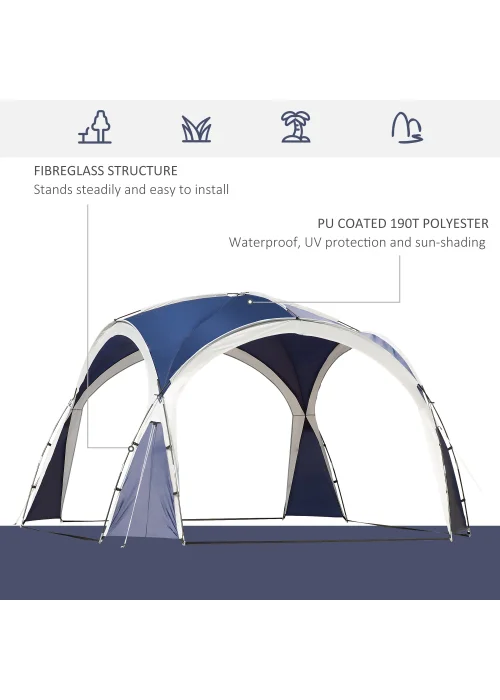 Outsunny Camping Gazebo Dome Tent (3.5 x 3.5M) - One Size Image 4