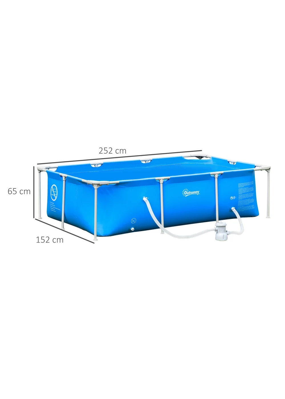 Outsunny Steel Frame Pool with Filter Pump Ground Swimming Pool - One Size Image 3