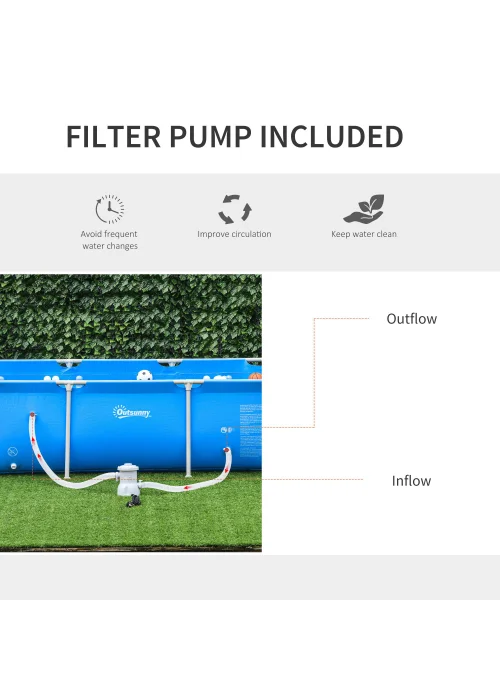 Outsunny Steel Frame Pool with Filter Pump Ground Swimming Pool - One Size Image 4
