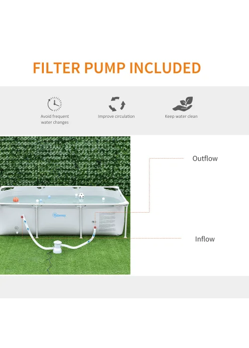 Outsunny Steel Frame Pool with Filter Pump Ground Swimming Pool - No Size Image 4