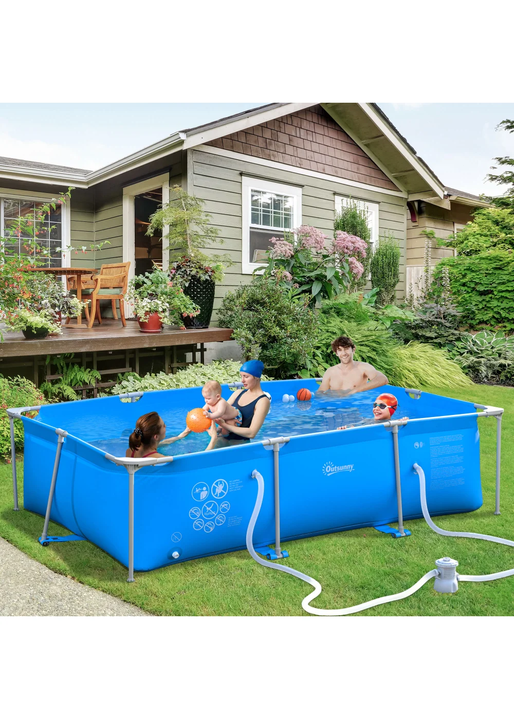 Outsunny Steel Frame Pool with Filter Pump Ground Swimming Pool - No Size Image 1