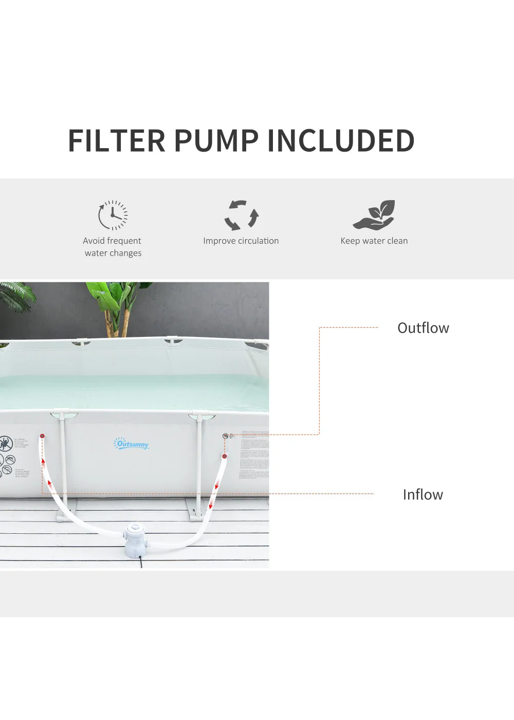 Outsunny Steel Frame Pool with Filter Pump Ground Swimming Pool - No Size Image 4