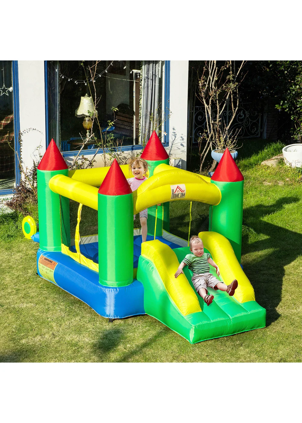 HOMCOM Inflatable Bouncy Castle Slide (160cm x 300cm x 180cm) - No Size Image 1