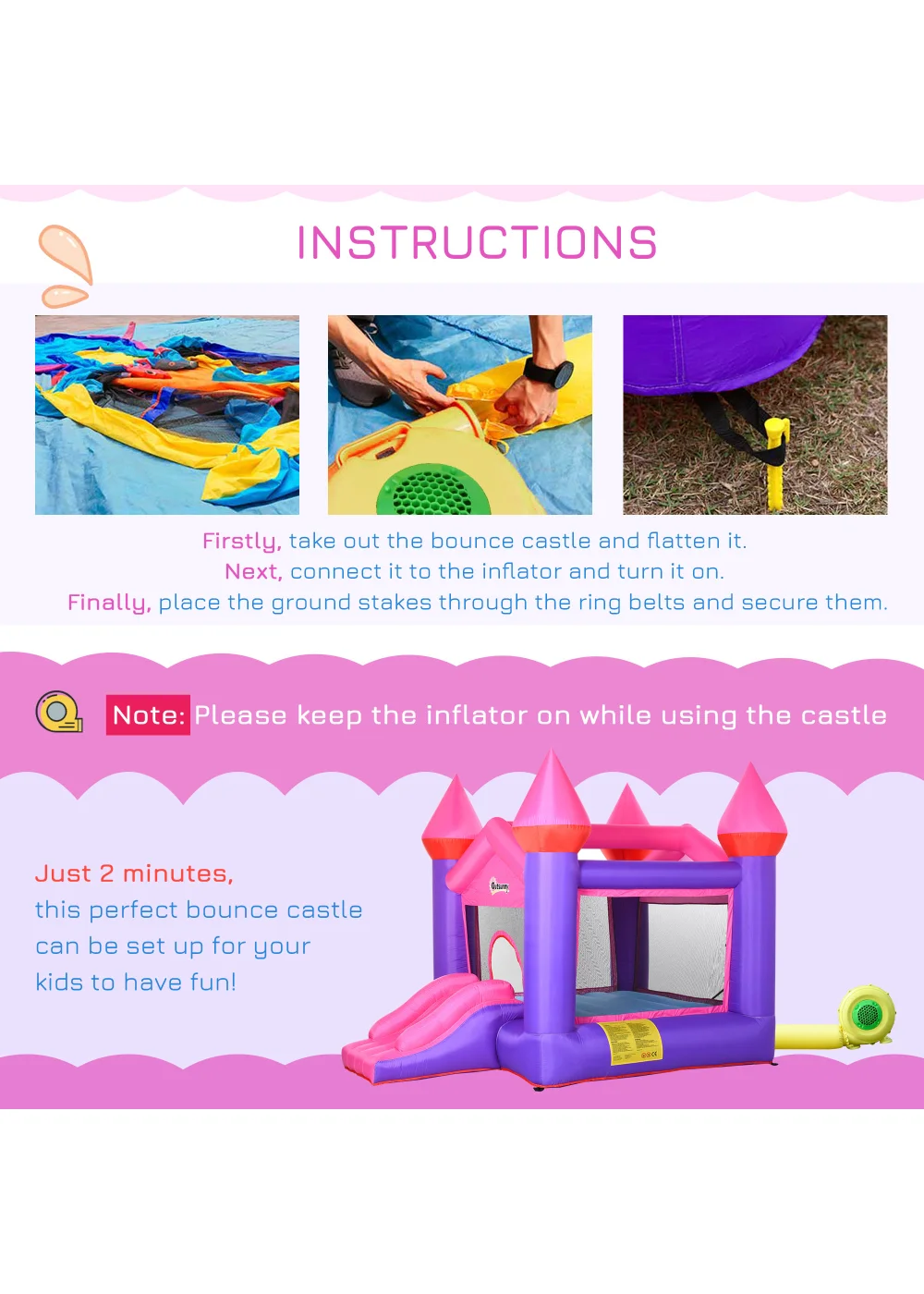 Outsunny Inflatable House Bouncy Castle (255cm x 330cm x 220cm) - One Size Image 5