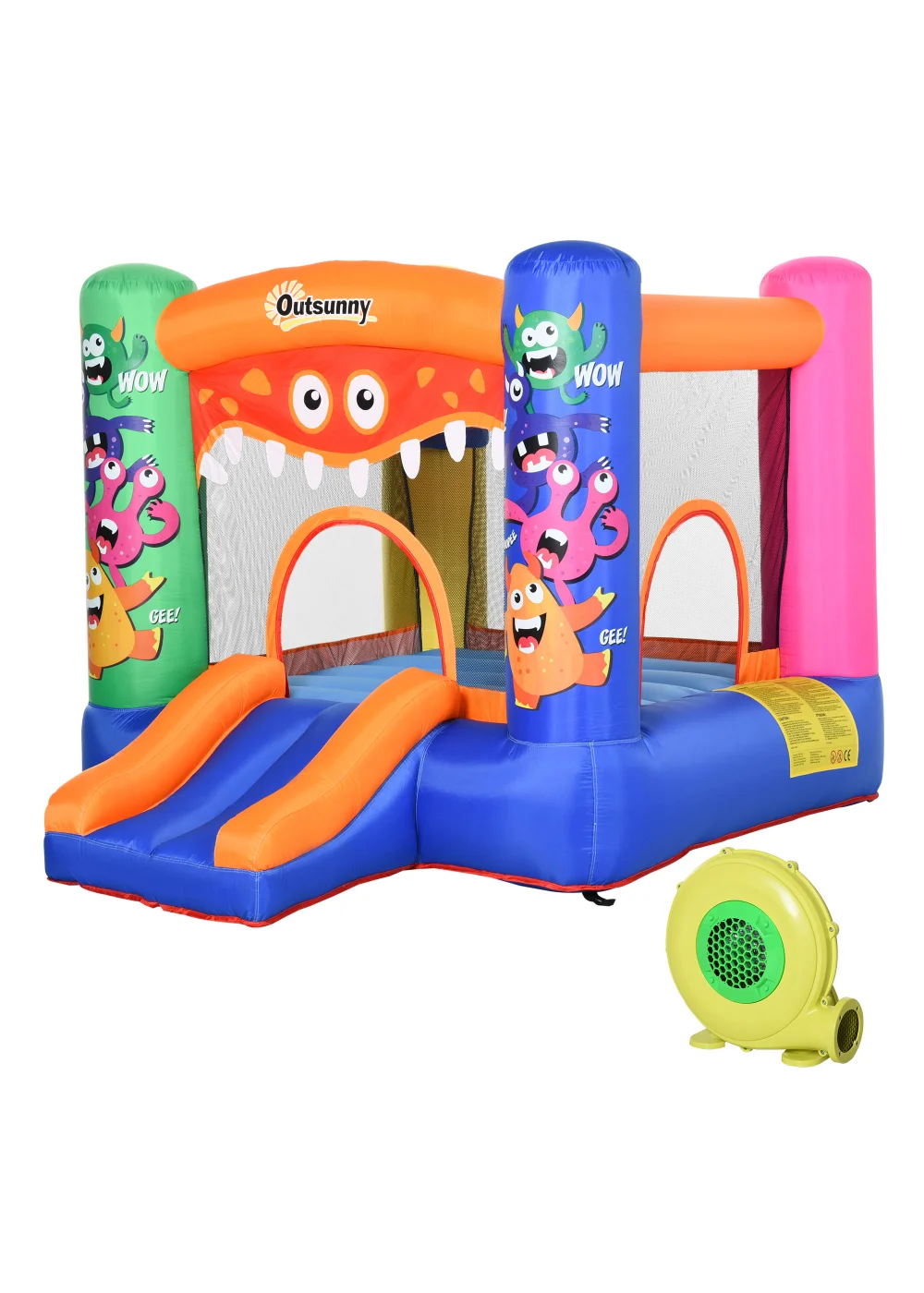 Outsunny Inflatable Monster Bouncy Castle (175cm x 250cm x 180cm) - One Size Image 1