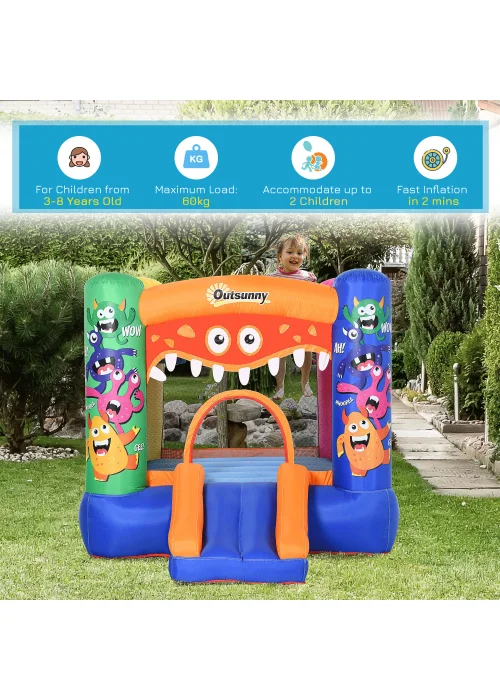Outsunny Inflatable Monster Bouncy Castle (175cm x 250cm x 180cm) - One Size Image 5