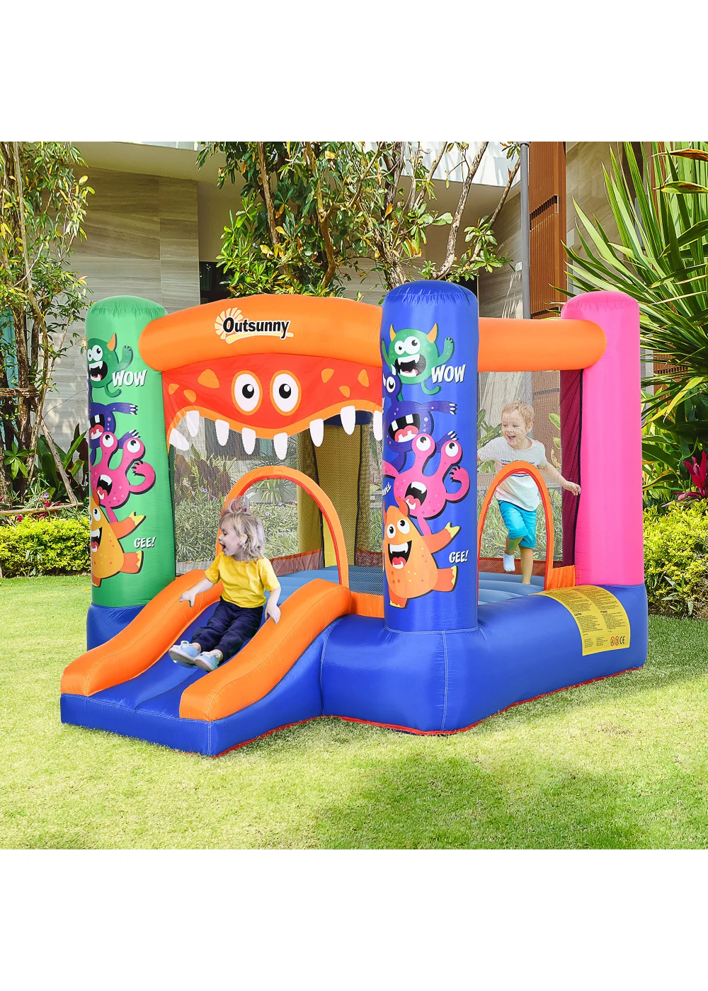 Outsunny Inflatable Monster Bouncy Castle (175cm x 250cm x 180cm) - One Size Image 2