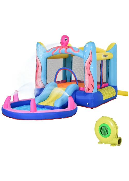 Outsunny Inflatable Octopus Bouncy Castle (180cm x 360cm x 175cm) - One Size Image 1