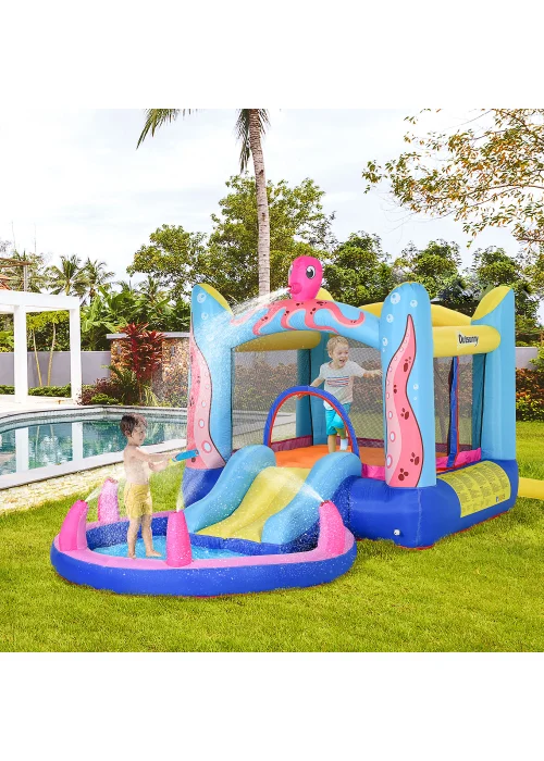 Outsunny Inflatable Octopus Bouncy Castle (180cm x 360cm x 175cm) - One Size Image 2