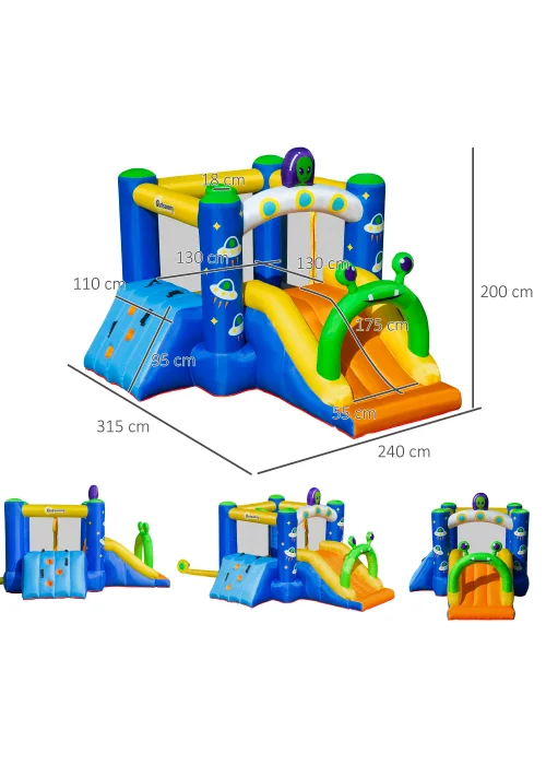 Outsunny Large Alien Bouncy Castle (200cm x 315cm x 240cm) - One Size Image 3