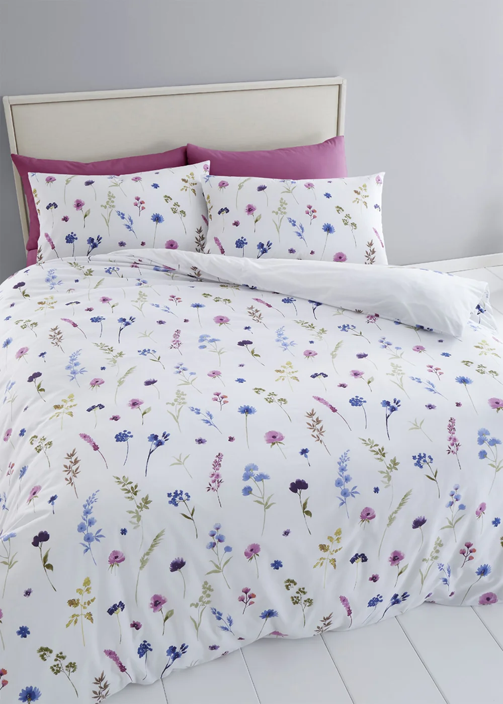 Catherine Lansfield Countryside Floral Reversible Duvet Cover Set White - Single Image 2