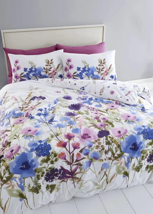 Catherine Lansfield Countryside Floral Reversible Duvet Cover Set White - Single Image 1