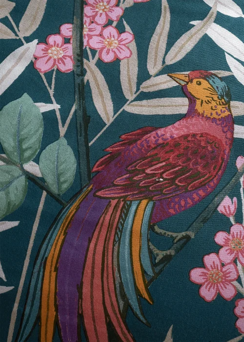 Catherine Lansfield Tropical Floral Birds Reversible Duvet Cover Set Green - Single Image 4